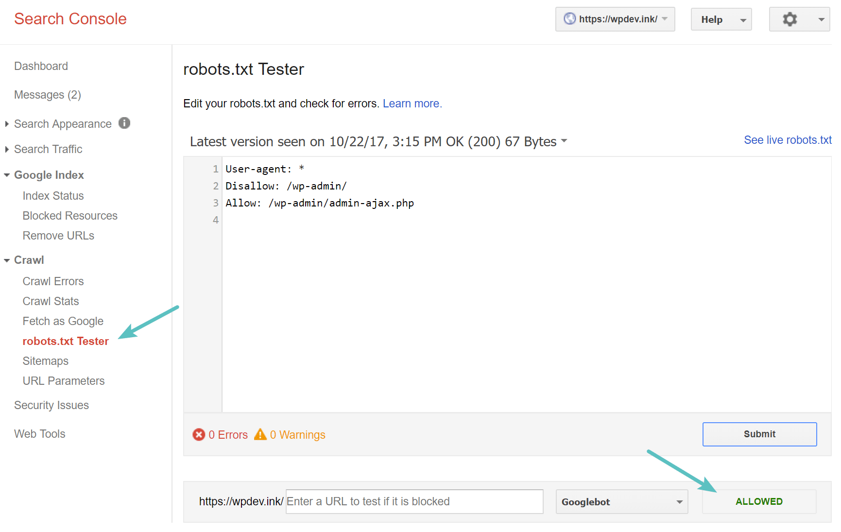 Prueba el archivo robots.txt