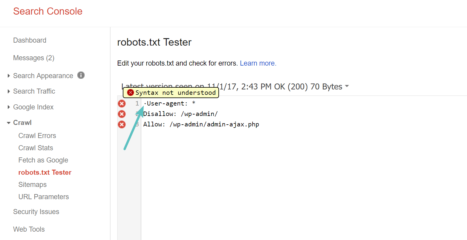 UTF-8 BOM en su archivo robots.txt