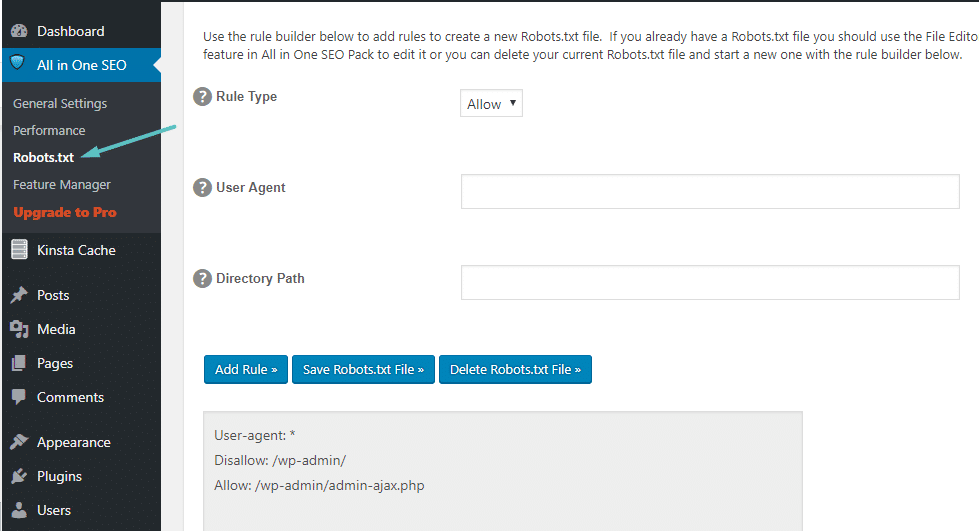 Cómo editar Robots.txt en All In One SEO