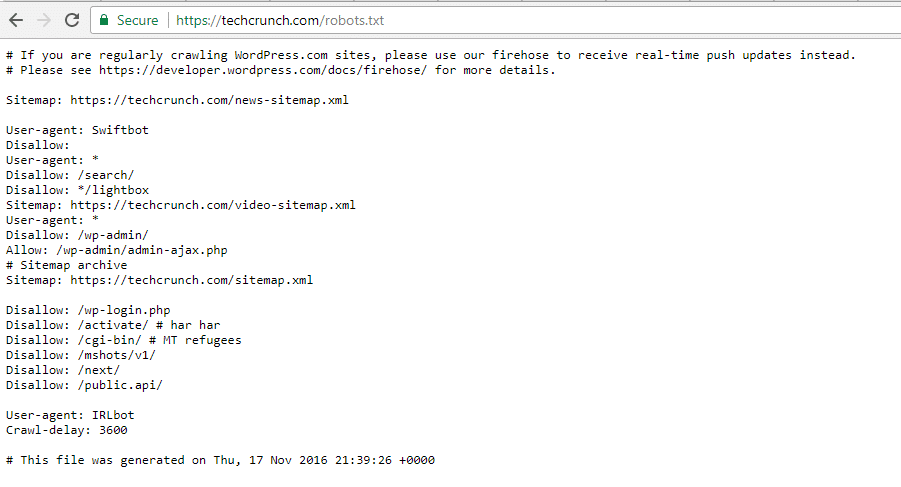 Archivo TechCrunch Robots.txt